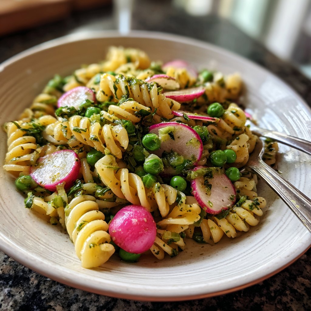 Radish and Pea Pasta Toss