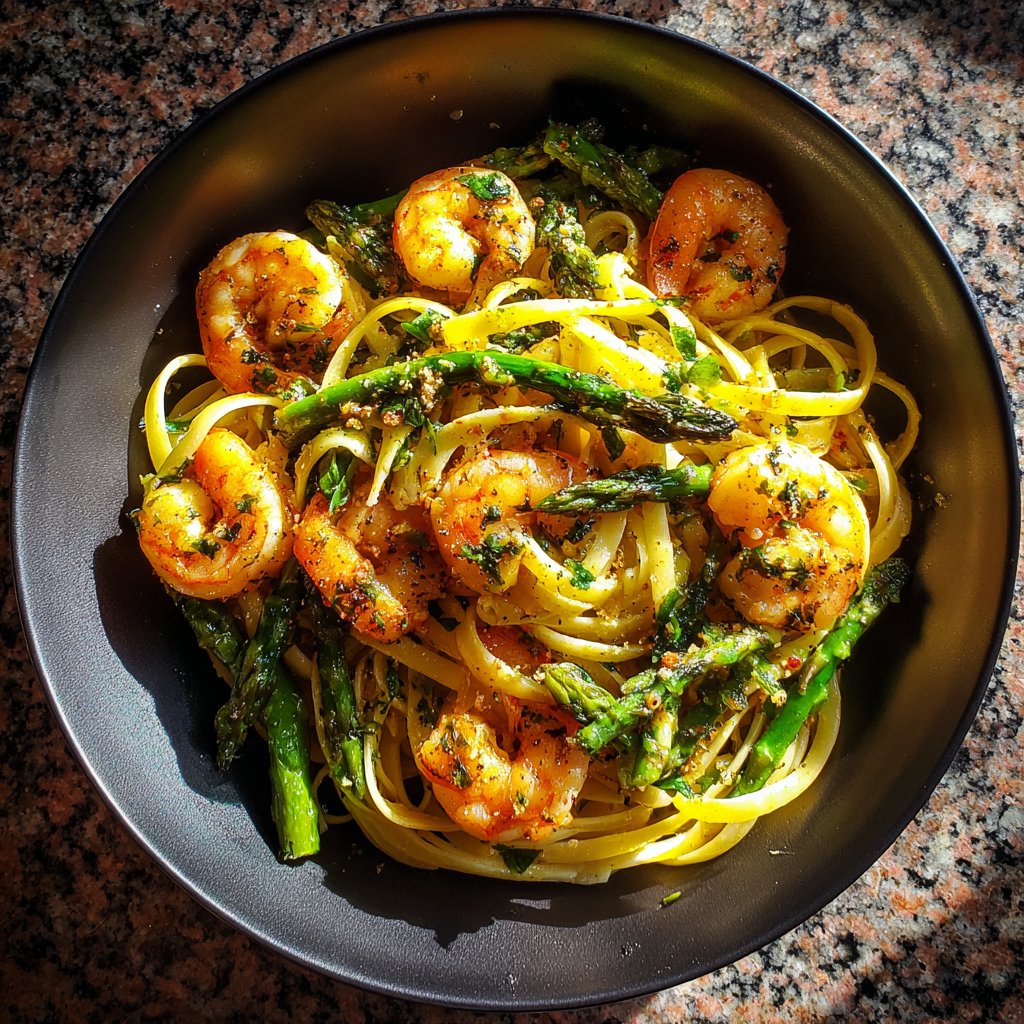 Shrimp and Asparagus Linguine