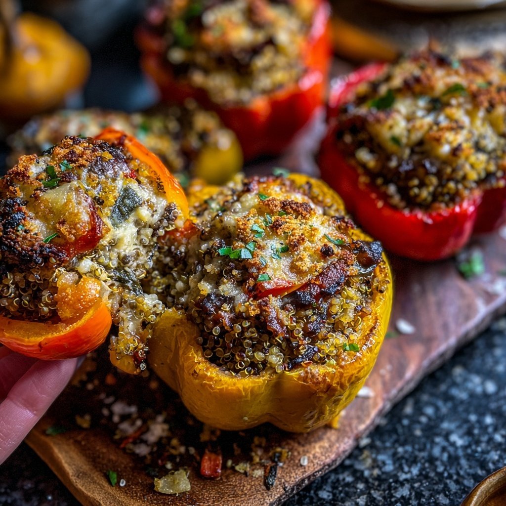 Mushroom Quinoa Stuffed Peppers