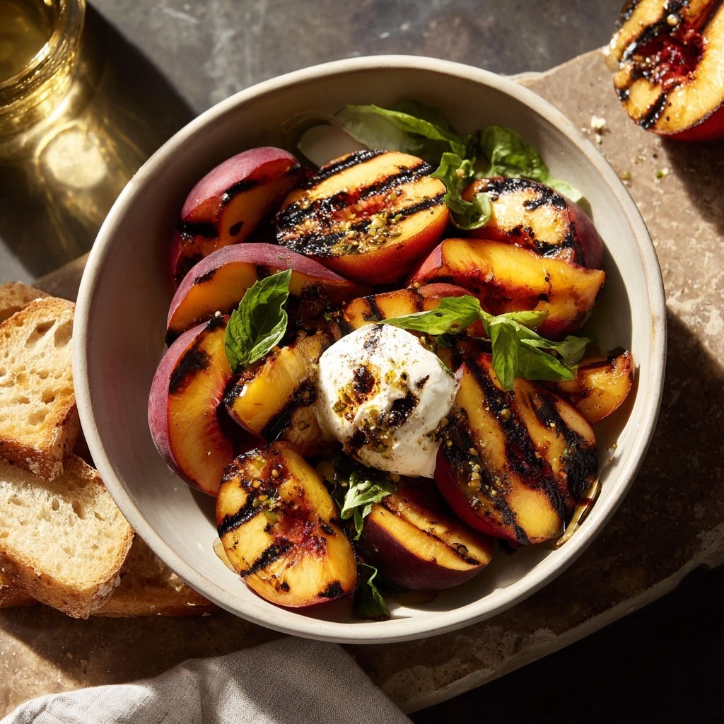 Grilled Peach and Burrata Salad
